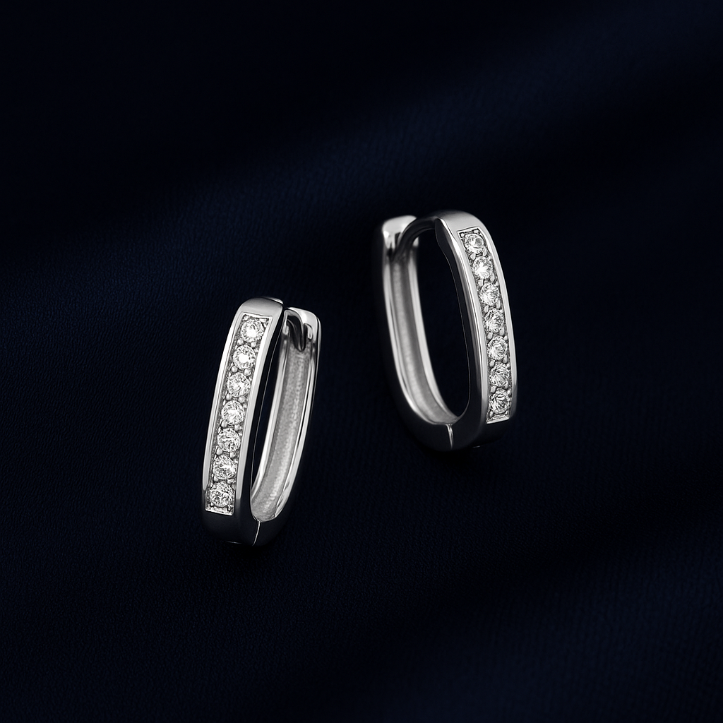 925 Sterling Silver Earrings with Diamonds