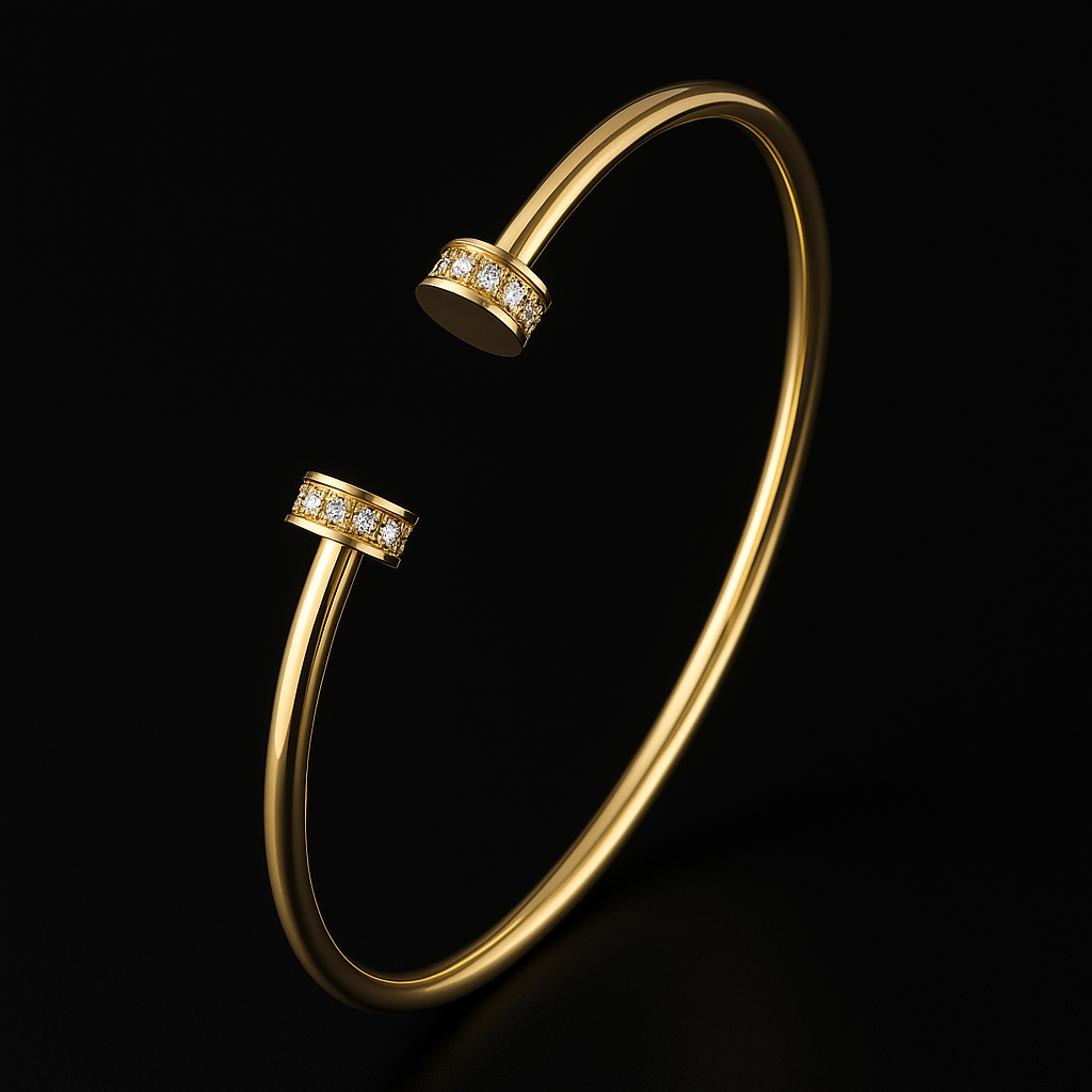 Bangle in Yellow Gold with little Diamonds